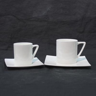 China Viable Hot Selling Tangshan Customization White Coffee Cup High Quality Coffee Saucer Bone China 130ml for sale