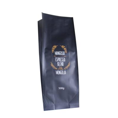 China Custom Matte Black Printing Side Gusset Coffee Bag 500g Food Grade Side Gusset Coffee Packaging Bags for sale