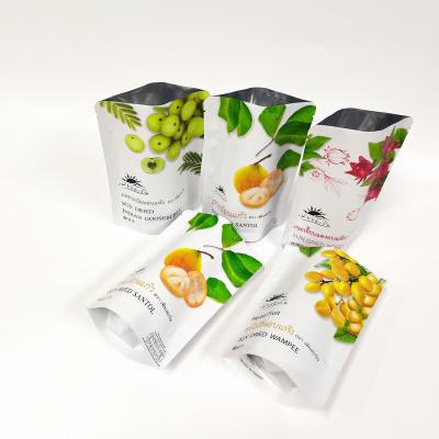 China Barrier MOQ 200 Pcs No Zipper Stand Up Pouch Aluminum Foil Dried Fruit Packaging Bag for sale