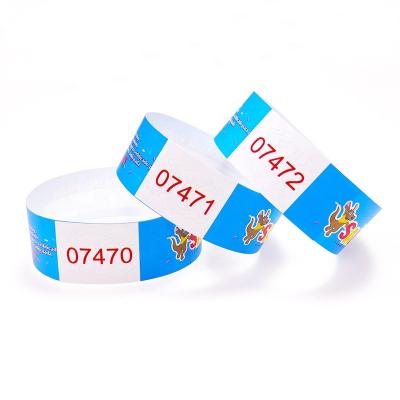 China OEM Service Waterproof Dupont Paper Wristband Serial Numbers Tyvek Party Ticket Wristbands for sale