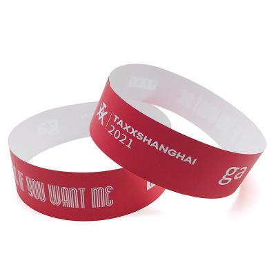 China Waterproof Polyester Waterproof Cheap Paper Price Qr Code Logo Concert Custom Wrist Bands for sale