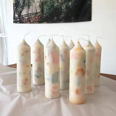 China Birthdays Korea Style Terrazzo Candle Church Cylindrical Candle For Home Decor for sale