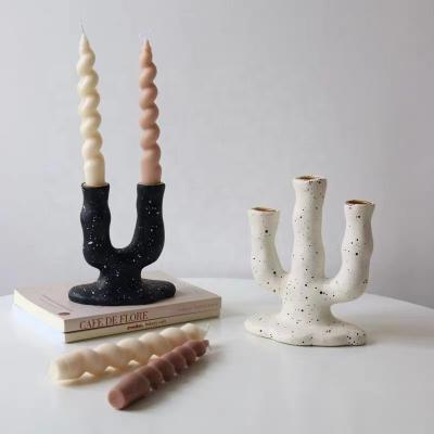 China Home decoration ink style resin candlestick resin candle holder for home decoration for sale