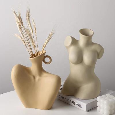 China Flower Ceramic Sexy Bottom Home Decoration Body Art Vases Items Desktop Decoration On Sale for sale