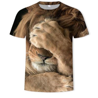 China Oversized Dropped Shoulder Tee Full Print Animals Print Short Sleeves Poly T-shirt 100% Men's Male Tee Shirt Lion for sale