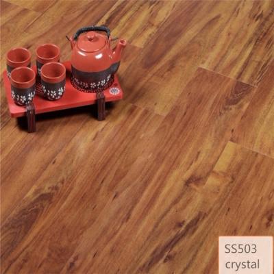 China Modern Wax Sealing Yellow Colored Walnut Hdf Hollow Laminate Engineered Wood Flooring for sale