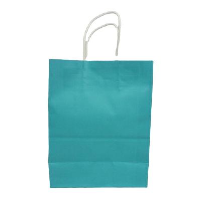 China Recyclable Blue Shopping Paper Bag For Food With Handle Recyclable Kraft Paper Bag for sale