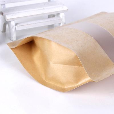 China 1. Eight Sided 2. Factory Zippered Flat Bottom 3. Wholesale Eco-Friendly Food Grade Cheap Kraft Paper Stand Up Paper Pouch With Window for sale