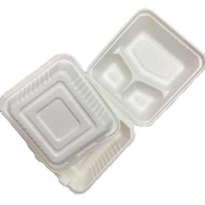 China Greaseproof Biodegradable Sugar Cane Fiber Bagasse Food Container Pulp Food Container Boxes for sale