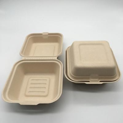 China Greaseproof Biodegradable Sugar Cane Fiber Bagasse Food Container Pulp Food Container Boxes for sale