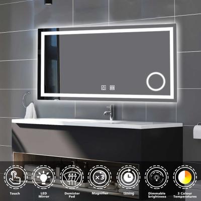 China 42 Inch Led Magnifying 36inch Bathroom Hotel Multi Function Wall Mounted Vanity Set Large 3X 5X Magnifying Framed Lighted Mirror for sale