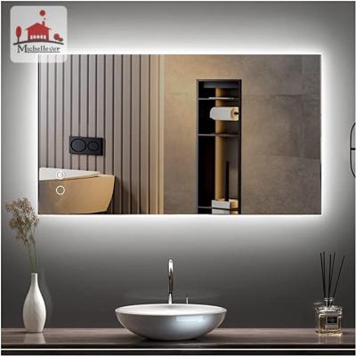 China Rectangle Square Rectangle Led Lighted Bathroom Vanity Mirror Function LED Wall Mounted Bath Fog Mirror for sale