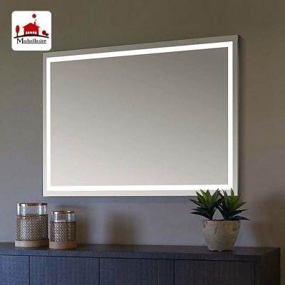 China Customized popular illuminated mirror with led light rectangle led illuminate mirror for home decoration for sale