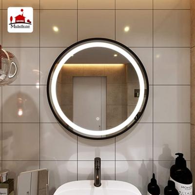 China 20 Magnification 22 Inch Led Vanity Bath Room Mirror 36 Inch Tempered Galss Led Vanity Mirror With Lights Round Edge Lighting Circular Mirror for sale