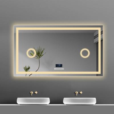 China Custom Functional Lighted Mirror Illuminated Led Lighted Mirror Framed With Music And Phone Speaker Copper Free Mirror for sale