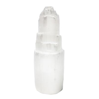 China China Wholesale Natural Crafts Selenite Polished White Stone Cream Crystal Tower for sale