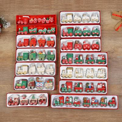 China America 2021 New Year Christmas Wooden Train Opens Children's Gifts Kindergarten Gifts Toy Christmas Santa Decorations for sale