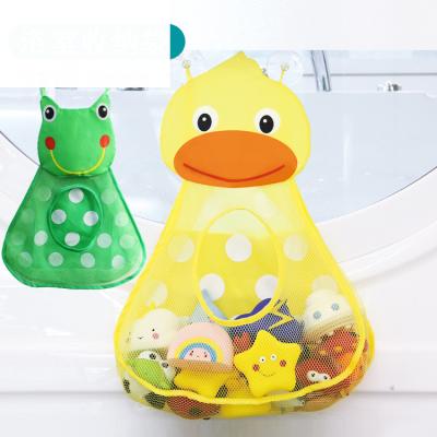 China Bath Toy Baby Shower Bath Toys Cute Little Duck Little Frog Baby Toy Large Storage Mesh With Strong Suction Cups Toy Bag Net for sale