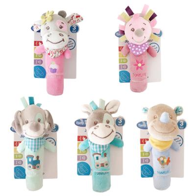 China 2021 Wholesale Newborn Soft Organic Soft Plush Soft Animal Toys Rattles Toy Rattle Set For Infant Stuffed Baby Chocalho for sale