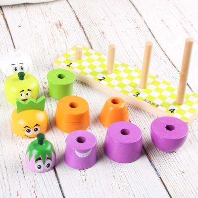 China Wooden Jigsaw Toys Plant Splicing Toys For Kids Funny Multifunctional Wooden Puzzle Toy Learning Color Number Preschool Educational Game for sale