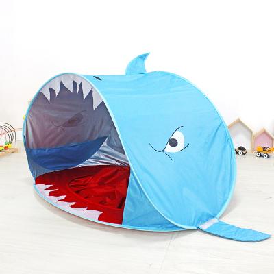 China 2021 Wholesale Soft Cozy Baby Beach Sunshelter Tents With Pool Baby Kids Beach Tent Pop Up Shade Shark Shape Tent Tenda Portable Camping for sale