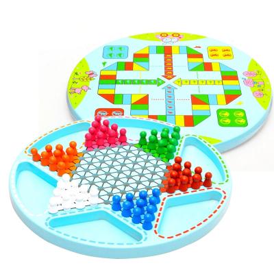 China High Quality SAFE Two-in-One Montessori Wooden Flying Chesses Toys Popular 2 Players Battle Race Game Toys for sale