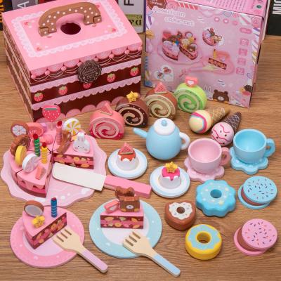 China 2021 Hotsale Strawberry Chocalate Party Kitchen Wooden Cup Toys Cake Portable Set For Kids Play WT38 for sale