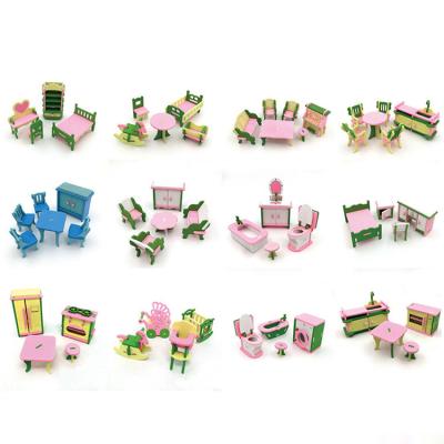 China 2021 Hot Selling Amazon 22 Pcs Colorful Mini Furniture Fashion Educational Toys Wooden Kids For Children WT39 for sale