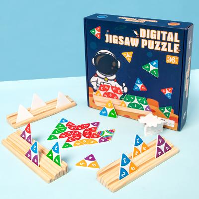 China SAFE Digital Puzzle with Pedestal Assorted Number Card Game Wooden Toys Develop Children's Logical Pattern Skills for sale