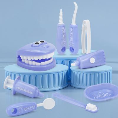 China New Bright Colors Preschool Education Pretend Doctor Tool Toys Play Set Dentist Model Medical Kit Toy 9 Piece Role Play Teeth for sale