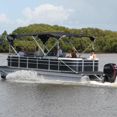 China New Design 23ft Lake - Ocean 2023 Recreational Clam Family Outdoor Aluminum Pontoon Cruise Boat Sea - River - Water Fully Welded 7m For Sale for sale