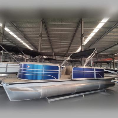 China Entertainment 2022 New Welded Aluminum Aluminum Pontoon Boat 8.2M Beautiful Durable Boats 27ft With CE Certificate And Motors for sale