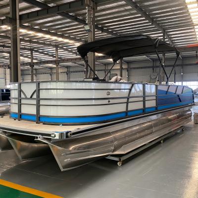 China Sea - River - Lake - Ocean Standard 25ft Customized 7.6m Welded Aluminum Pontoon Aluminum Tube Pontoon Sport Boat With CE Certification for sale