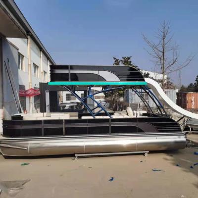 China Luxury Recreational Floating Water Sport Equipment Allsea Pontoon Boats 7.6m 25ft Double Deck Aluminum Pontoon Boats With Bathroom For Party for sale