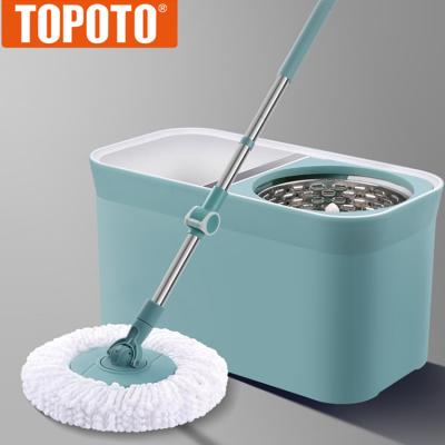 China New Design Microfiber Spin Mop 360 Sustainable Flexible Luxury Fregona Head TOPOTO Household Spinning Cleaning Mop for sale