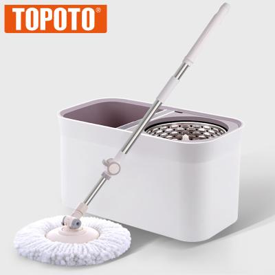 China TOPOTO Sustainable Luxury Household Cleaning 360 Rotation Stainless Steel Magic Floor Cleaner Microfiber Mop Bucket Set for sale