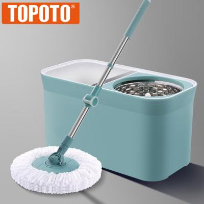 China TOPOTO Household Sustainable 360 ​​Degree Clean Euro Rotating Microfiber Floor Trapeadores Giratorios Cleaning Commercial Spinning Brooms for sale