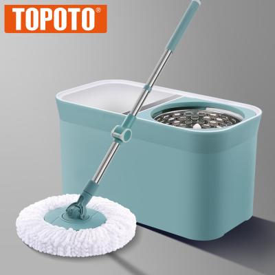 China TOPOTO Customized 360 Adjustable Stick Switch Cleaning Magic Broom Sustainable Rotating Spinning Broom With Bucket for sale