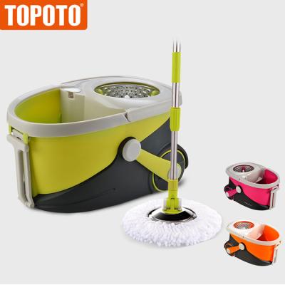 China TOPOTO Viable Green Microfiber Orange Rotating Magic Mop Bucket Rolls 360 Super Mop Bucket for sale