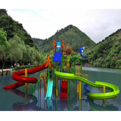 China Outdoor fiberglass playground, water house slides, water theme park equipment-water playstation for sale