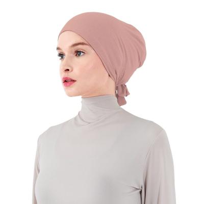 China Newest muslim cotton muslim back ruched cotton tank top stretch tie underscarf elastic hijab for sale