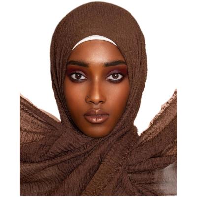 China 2021Malaysia cotton pleated simple pleated muslim cotton scarf cotton scarf wholesale for sale