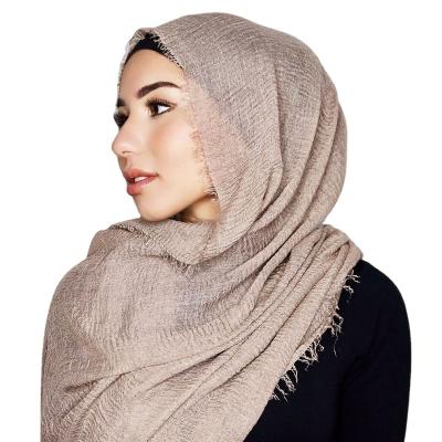 China Popular Cotton Fashion Pleated Cotton Muslim Women's Headscarf for sale