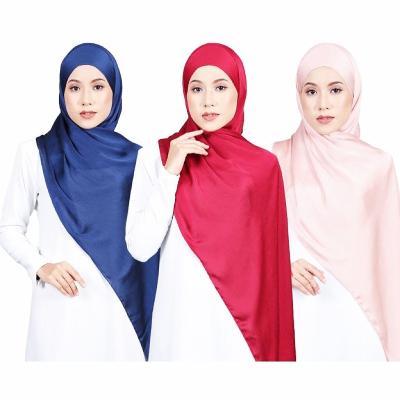 China New Fashion Tudung Crinckle Satin Hijab Crepe Pleated Malaysian Satin Silk Women's Hijab Scarf for sale