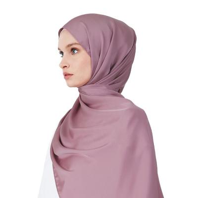 China New Design Malaysian Satin Scarf Simple Pure Satin Scarf Muslim Shawl Scarf for sale