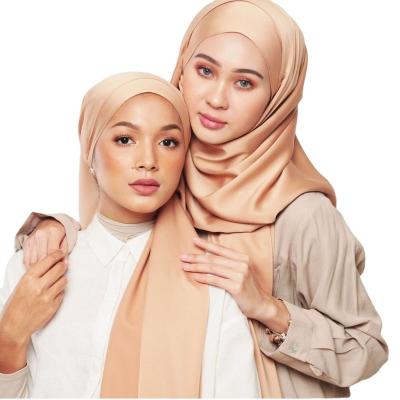 China High Quality Satin Plain Satin Scarf Muslim Shawl Scarf for sale