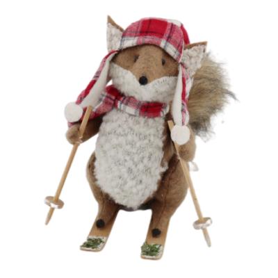 China Custom Cartoon Doll Decoration Christmast Ornament Factory Christmas Squirrel Decoration Funny Skiing Toys for sale