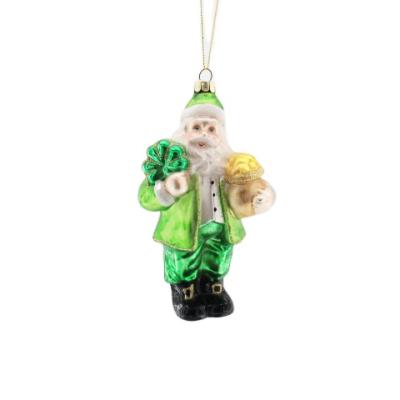 China Blown Glass Santa Claus Ornaments 2022 New Irish Santa Holding Vegetables Glass Ornaments For Christmas Tree Decoration for sale