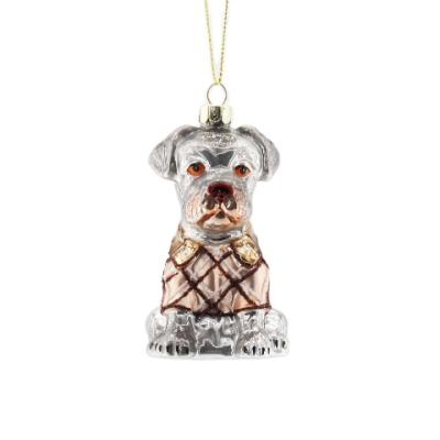 China Blown Glass Dog Ornaments Wholesale Dog Series Christmas Direct Selling Glass Blown Ornaments For Christmas Tree Bulldog for sale