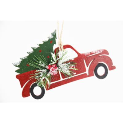 China Christmas Tree Car/Truck Hanging Red Wooden Xmas Ornaments Christamas Tree Decoration Hanging Wooden Christmas Tree Auto Crafts For Xmas Home Decor for sale